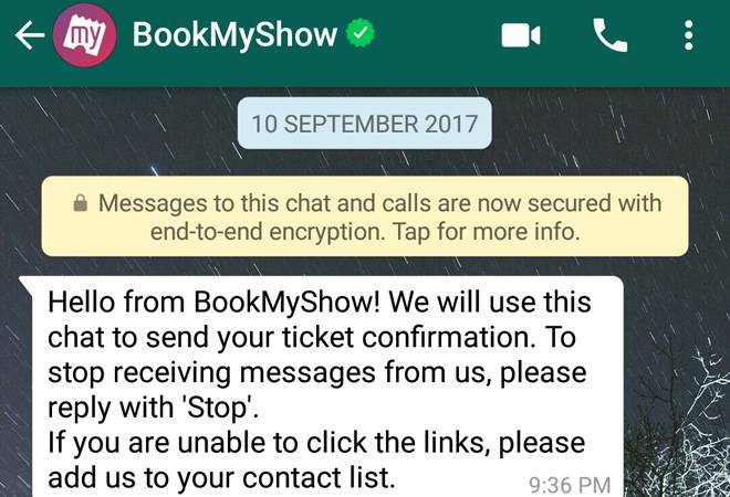 bookmyshow whatsapp