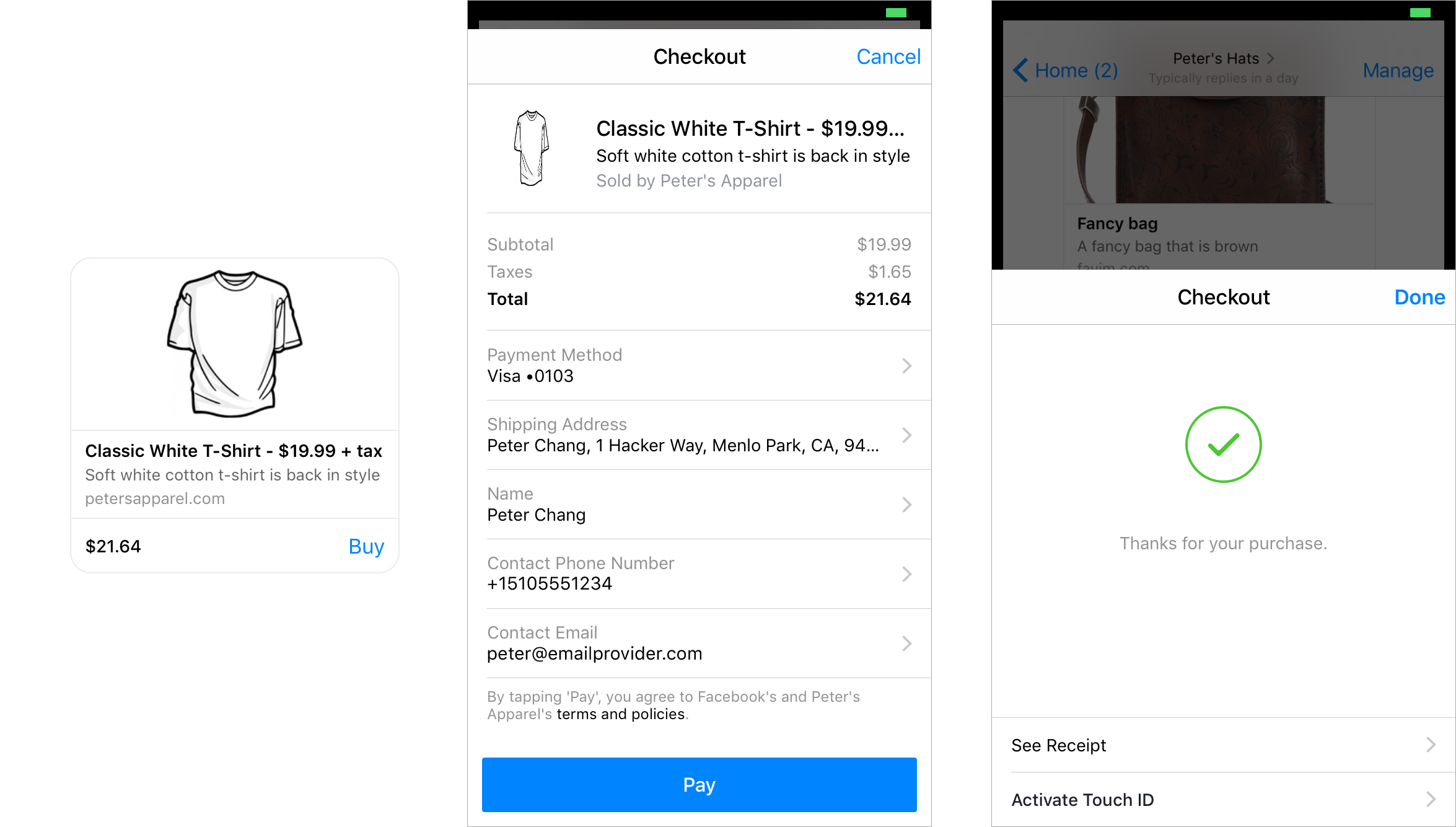 process payments via facebook messenger