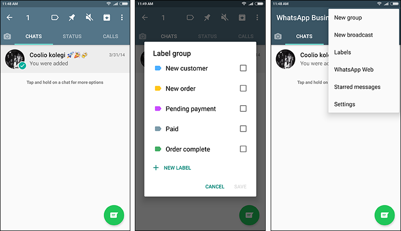 whatsapp business labeling