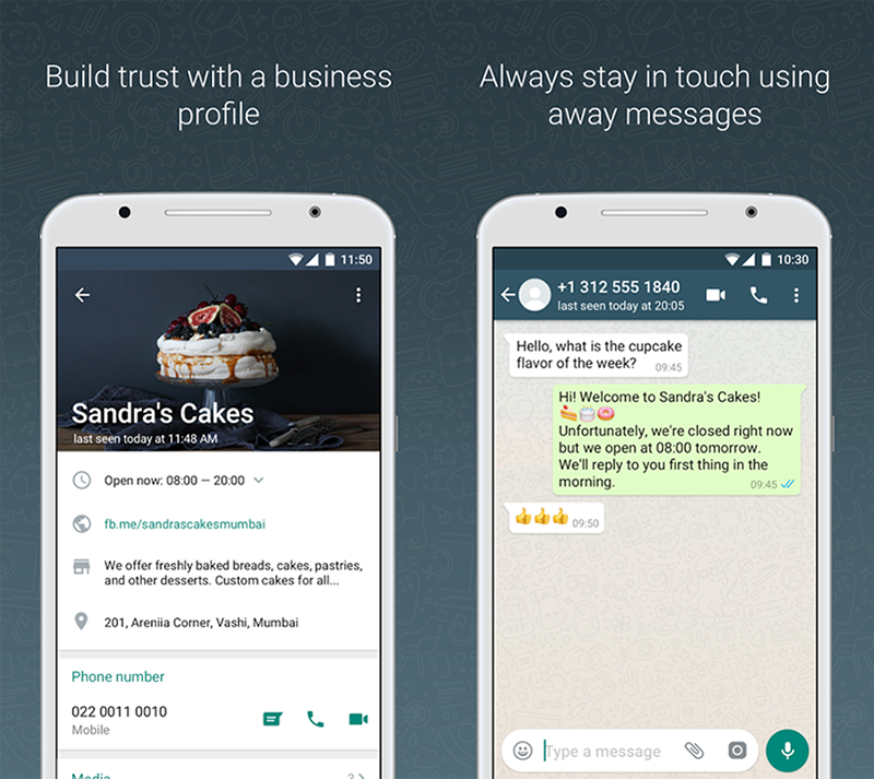 whatsapp business screenshots