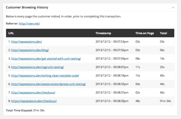 woocommerce customer history browsing